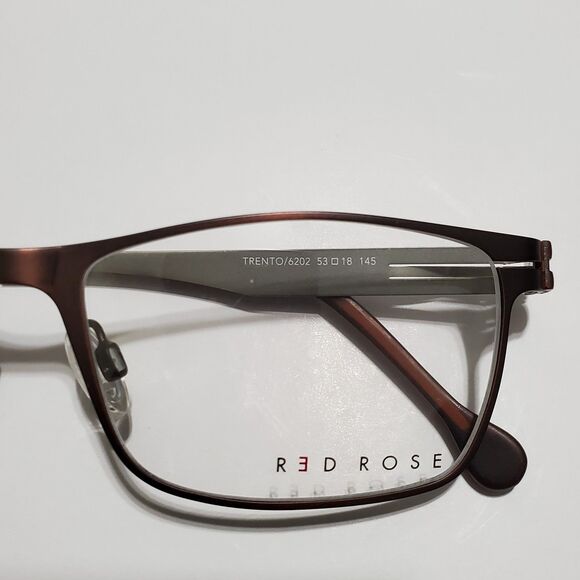 Mens Red Rose Mahogany & Silver Designer Eyeglasses Frames 53-30-150 Japan Made - Picture 5 of 6
